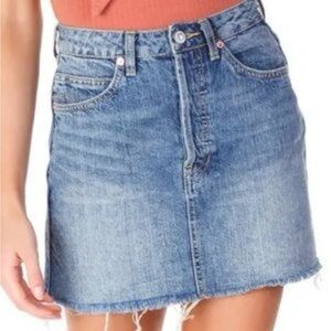 We The Free Free People  Light Blue Denim A-Line Mini Skirt Sz 26